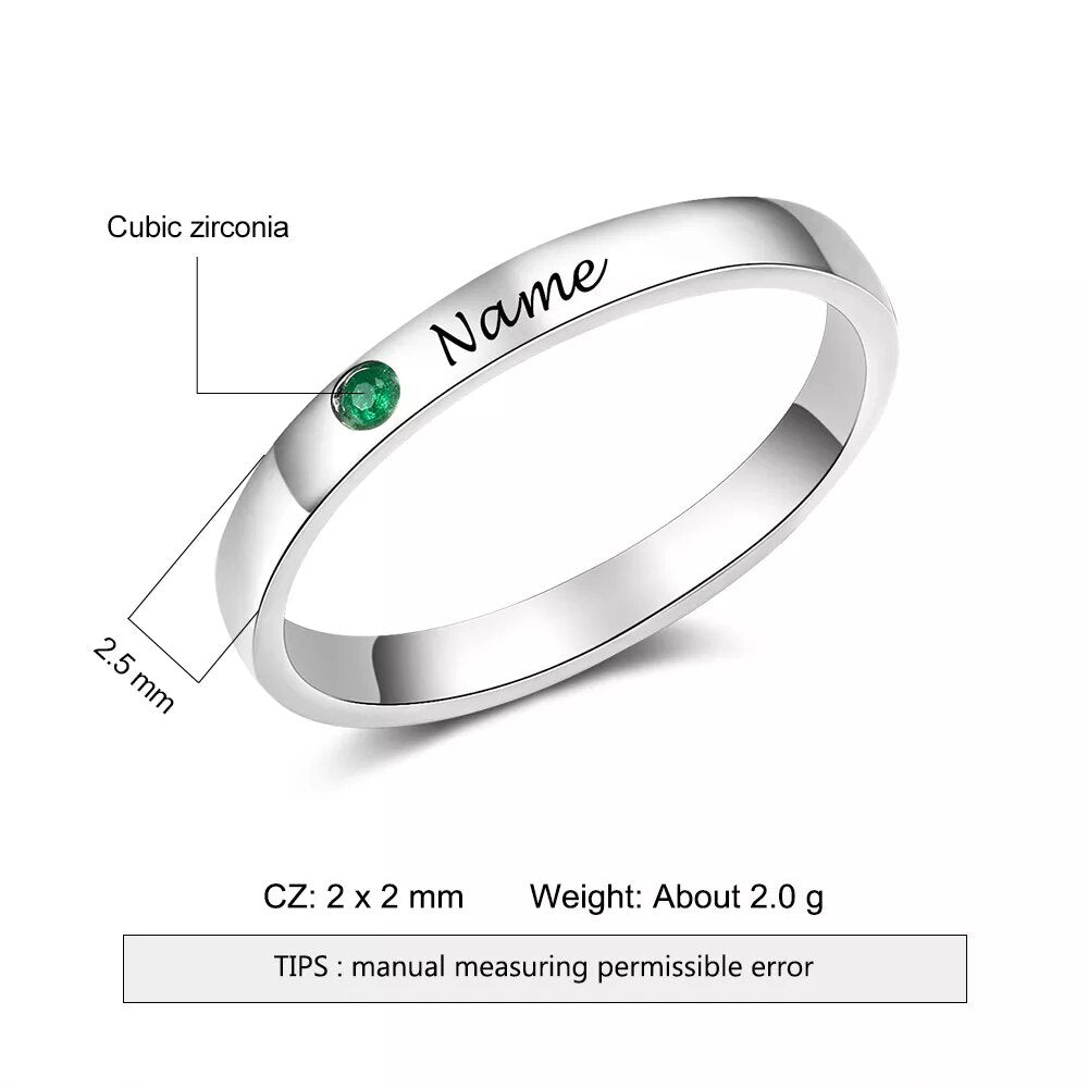 Personalized Name Ring with Birthstone