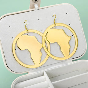 African Map Big Earrings