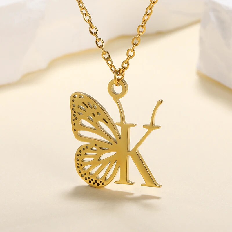 Alphabet Butterfly Necklace